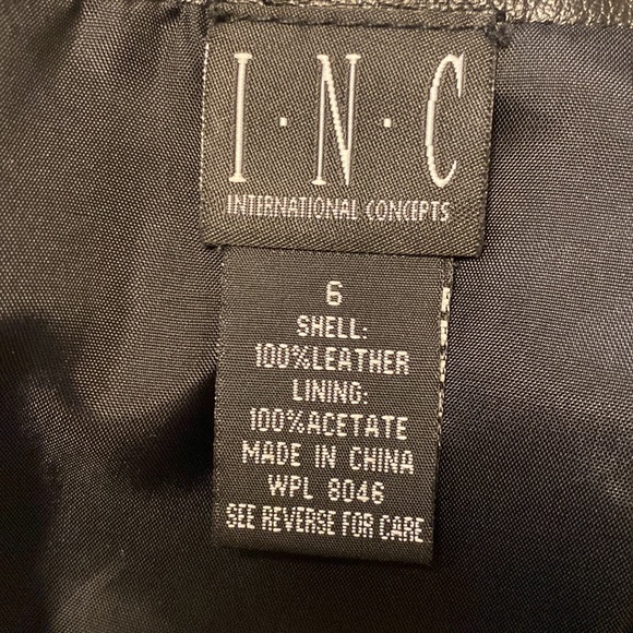 Black leather shirt with white stitching from INC. 21-1/4β long, slim fit. - Picture 6 of 6